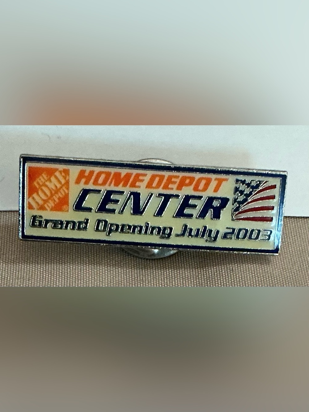 Home Depot Center Grand Opening Pin - Orange, Blue, White